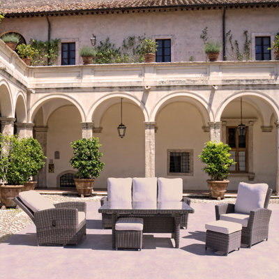 Teak 5 - Person Patio Conversation Sets with Cushions