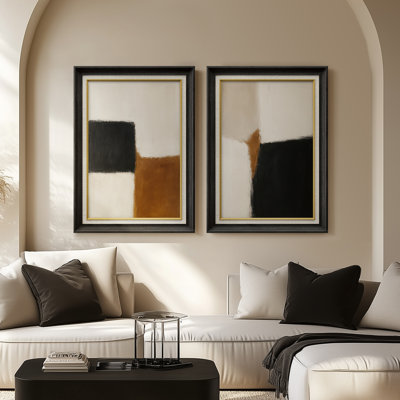 «Bold Neutral Block Contrast Modern Minimal», ensemble de 2 reproductions d'art encadrées sur papier de qualité supérieure 26 po x 36 po