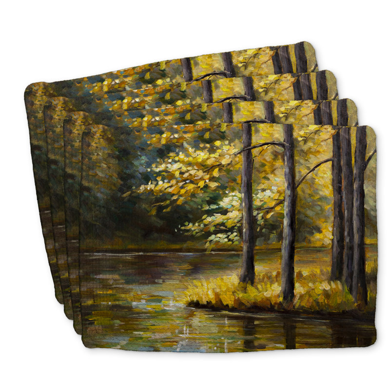 Braided Polyester Placemats Set of 4 - Fall Landscape Design