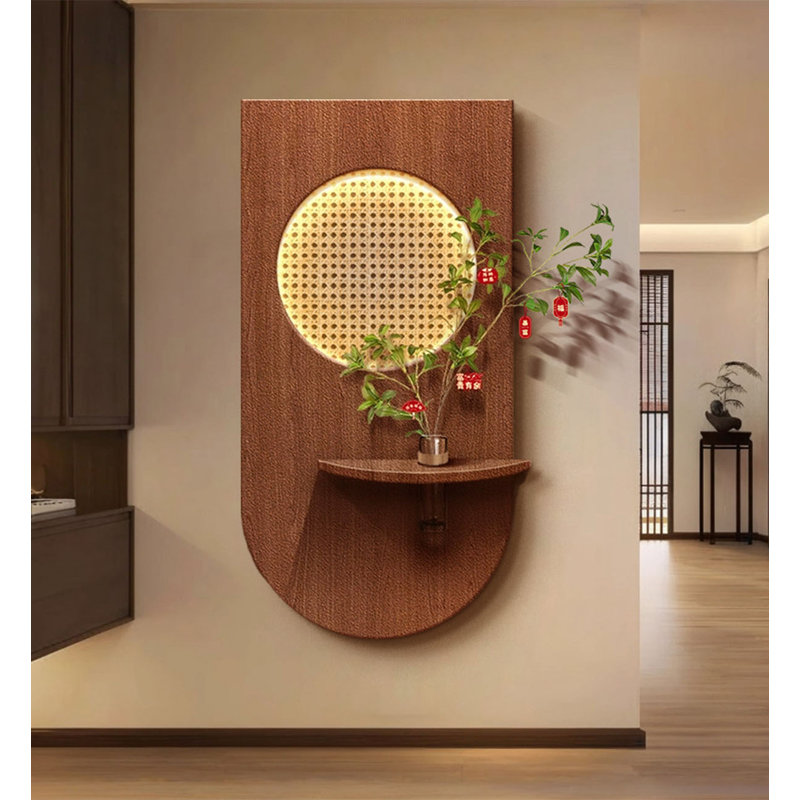 Nouvelle décoration murale de verdure en grès hydroponique tissée en bambou de style chinois en trois dimensions