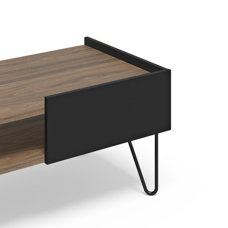 Tynan Frame Coffee Table with Storage, Walnut/Black