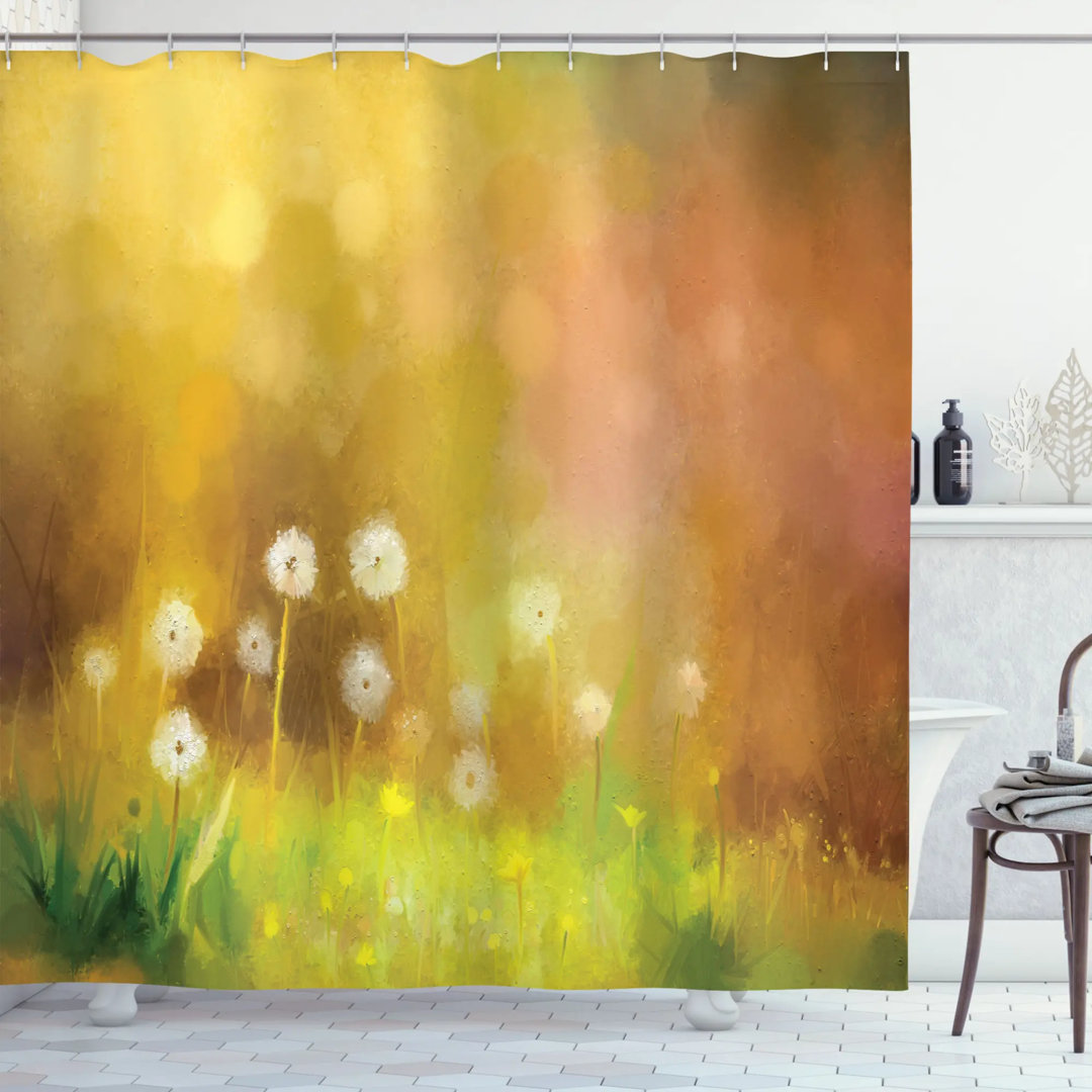 Watercolor Flower Home Dandelion Wild Nature Pastel Grass Spring Floral Art Theme Shower Curtain Set East Urban Home