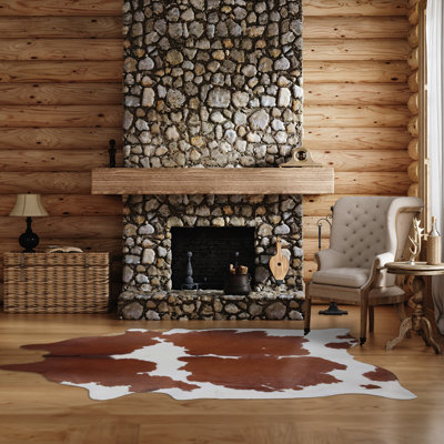 Custom Genuine Brown and White Cowhide Rug