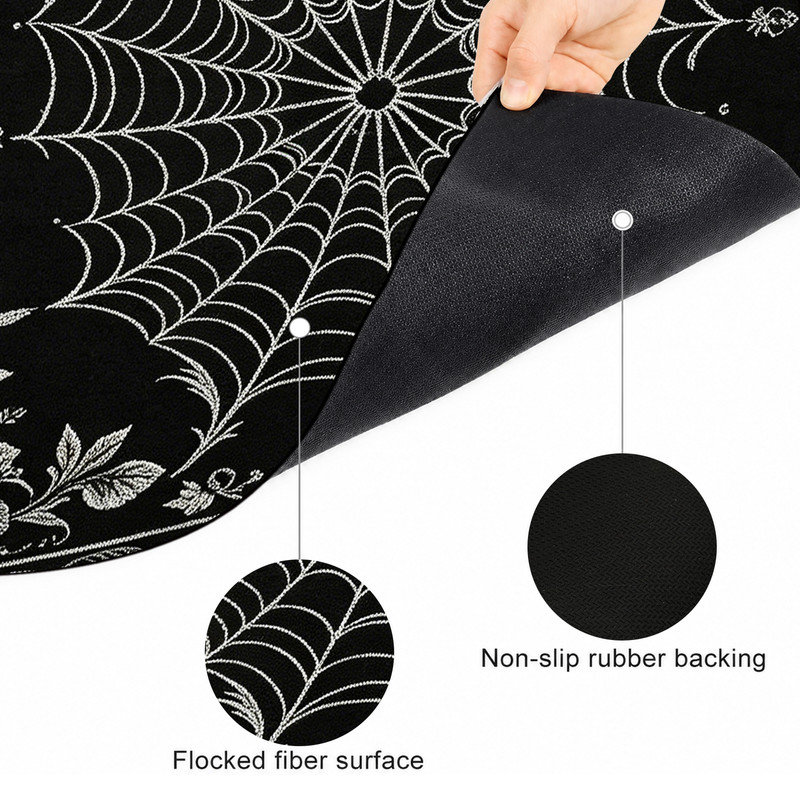  Non-Slip Indoor Outdoor Door Mat, 16"x24",Tarantula graphic entry, Gothic floral spider, 16"x24"