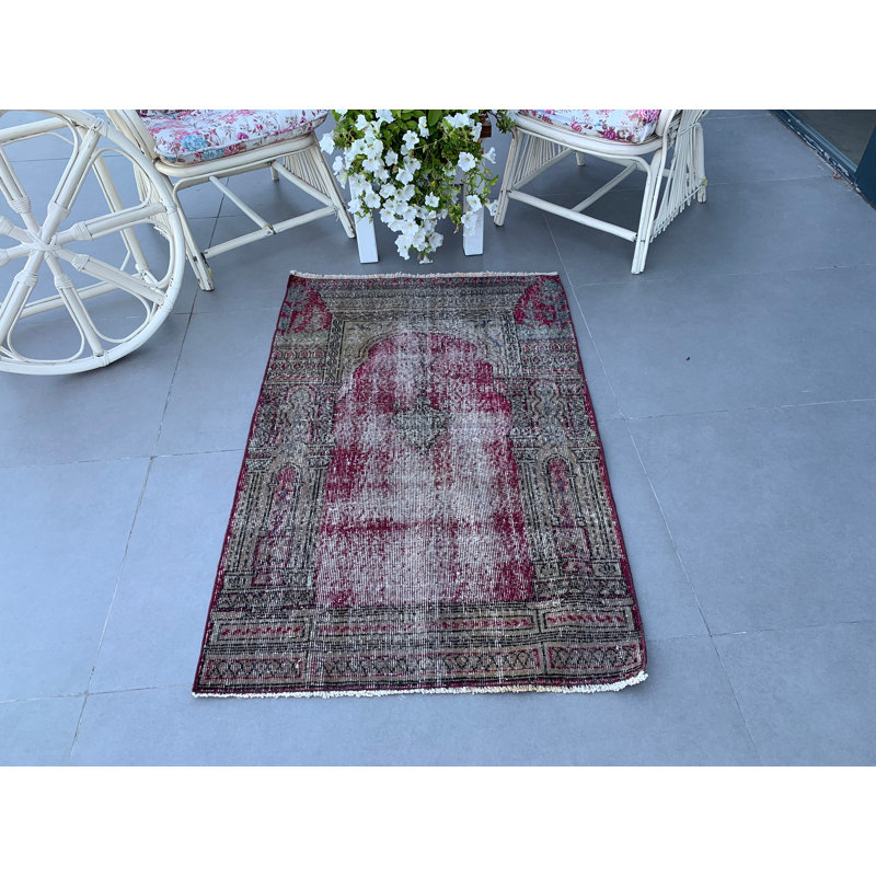 Tapis turc antique Oushak marron - élégance rétro pour la cuisine et le salon