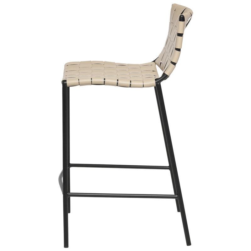 Laimonas Upholstered Counter Stool with Metal Frame, Sand, Counter Stool (25.5" Seat Height)