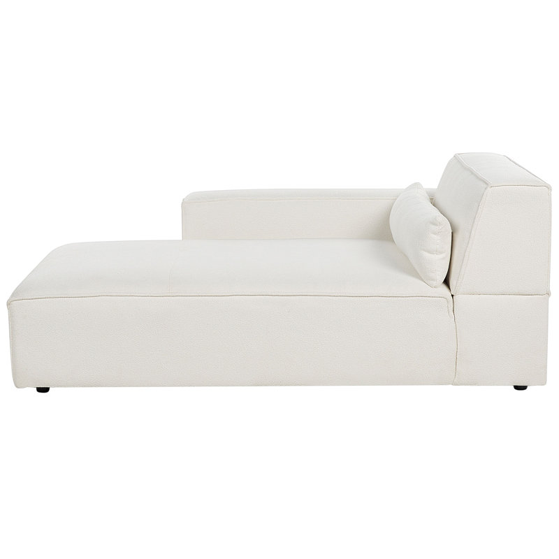 Netanya Upholstered Chaise Lounge, Left Hand Facing, White Boucle