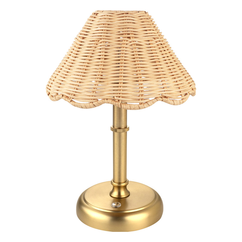  Mini Cordless Boho Rattan Table lamp, 5200-mAh Rechargeable Battery, 3-Level Brightness Dimmable, Build-in Integrated LED 320 Lumen Max, Rattan Shade, for Bedside Restaurant Dining Table
