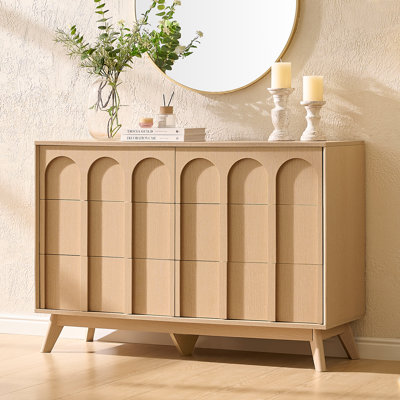6-Drawer Mid-Century Arched Dresser