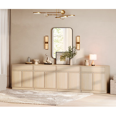Armoire d'appoint moderne avec 8 portes et tiroir, commode d'appoint multifonctionnelle avec grand rangement et tablette réglable