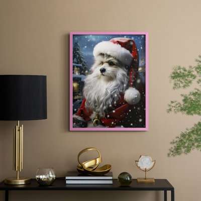 Santa Paws I, reproduction encadrée - bois massif