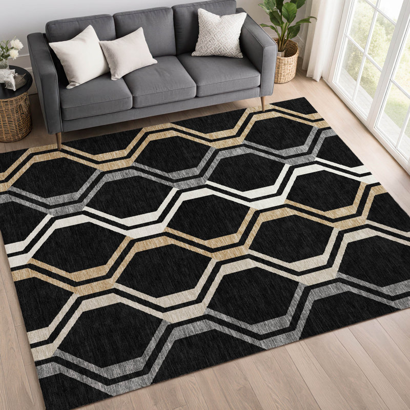 Tapis Mid-Century moderne lavable à la machine intérieur / extérieur Chantille ACN2326, Rectangle 5 pi x 7 pi 6 po