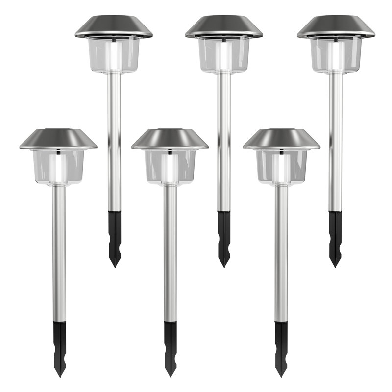 Solar Pathway Lights 6-Pack - 17" Stainless Steel Solar Lights Outdoor Waterproof Garden Lights - Bright LED Outdoor Solar Lights for Yard, Paths, Drive, or Landscape Lighting by Pure Garden