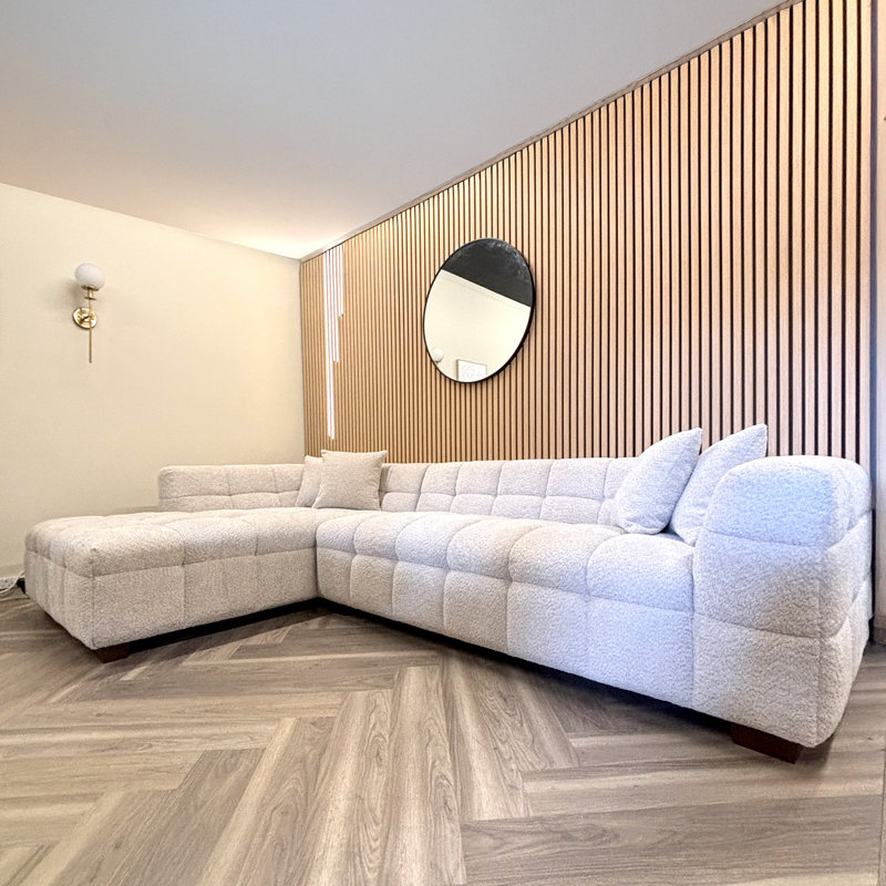 ALUXO Ramielle 240 cm x 60 cm Acoutic Wall Panel Panelling for Home Living Room Bedroom Interior 10mm Felt Back 8 Colours