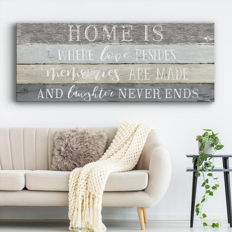 Art textuel «Home is where on» sur toile, H 8 po x l 20 po x P 1,5 po