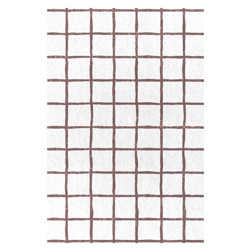 Tapis rectangulaire en polypropylène tissé à plat à la machine en patchwork blanc / brun, Rectangle 2 pi 6 po x 4 pi 11 po