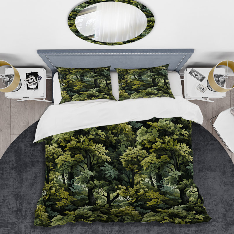 Ensemble de housse de couette Wilderness Forest, Housse de couette simple + 1 taie décorative stan