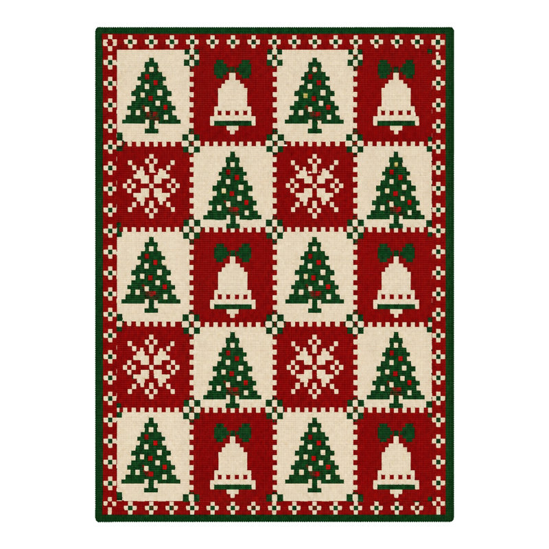 Tapis de salle à manger moderne à carreaux rouges et ivoire, motif « Holiday Icon Grid Christmas Modern Checker », lavable et à poils courts.