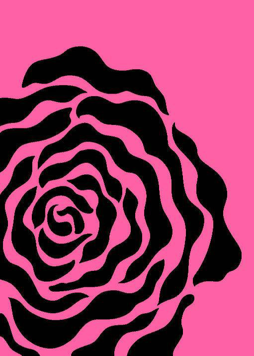 Rose floral/Tapis décoratif noir, Rectangle 5 pi 2 po x 7 pi 2 po