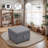 Dark Grey Sackcloth Storage Ottoman