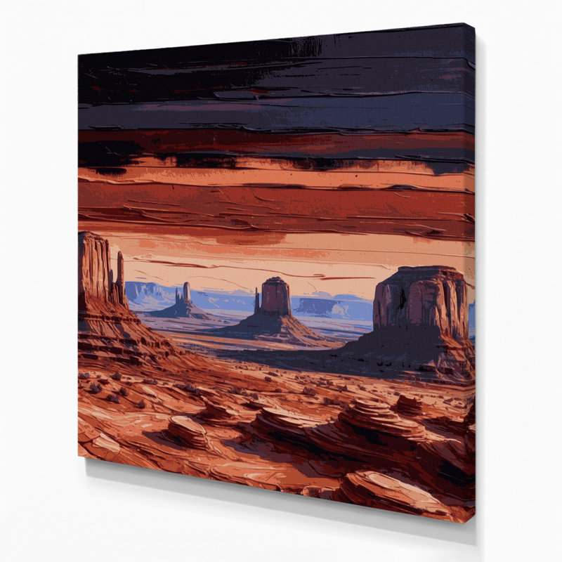 «Southwestern Patterns Horizon Layers 215», art mural sur toile brune, H 32 po x l 32 po