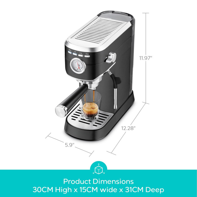 Coffee Machine With 1L Removable Water Tank, Black