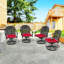 Chaise de patio pivotante en fonte d'aluminium 4 pièces avec structure noire et coussins rouges (identique à W1710S00411 * 2), chaise
