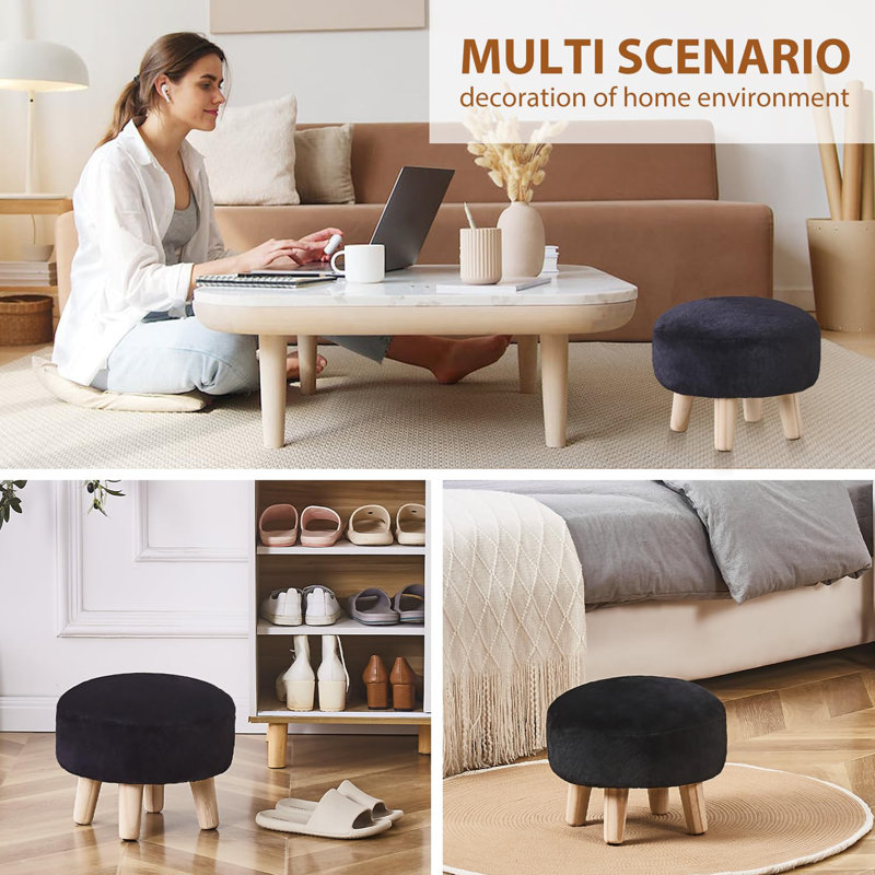 Rabbit Wool Mushroom Stool, Black