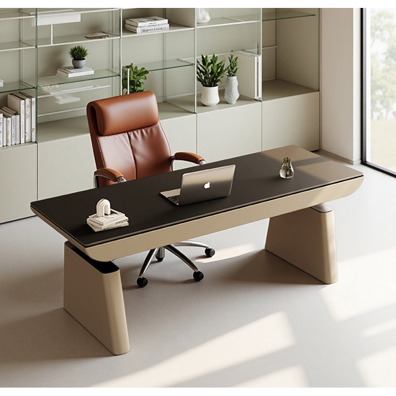 Bureau en pierre frittée à hauteur réglable, Noir, 23.62" H x 55.12" W x 27.56" D