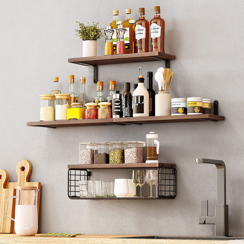 Floating Shelf, Dark Brown/Black