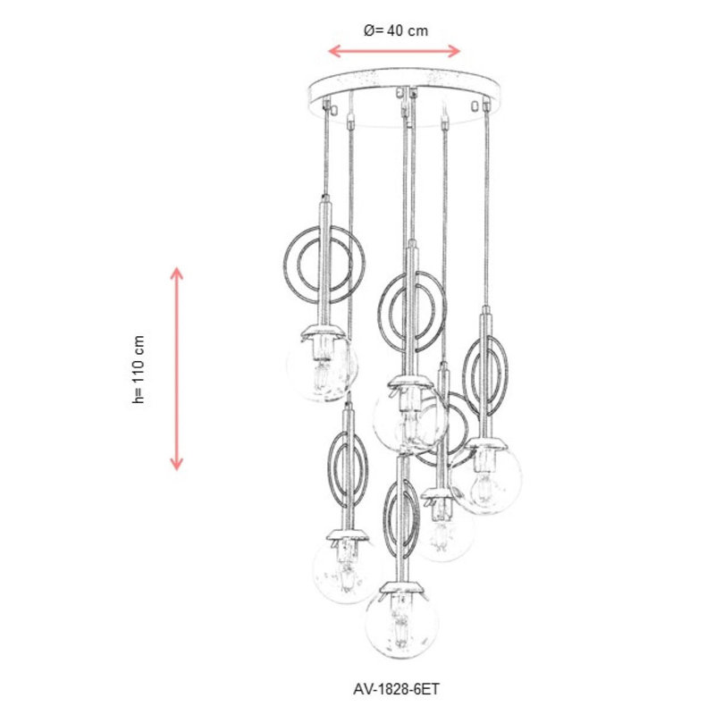 Luminaire suspendu sphère 6 lumières