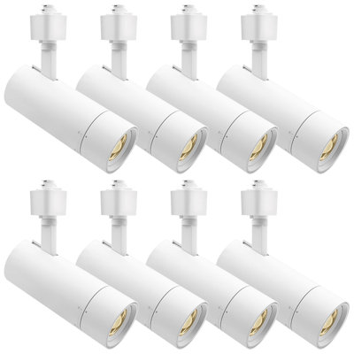 Luxrite 2.5 In. Zoomable LED Track Light, 5CCT, CRI90, 15W, 1050LM, Dimmable, 358° + 90° Tilt & 20°-50° Beam, H Type Track Light, ETL, White 8 Pack