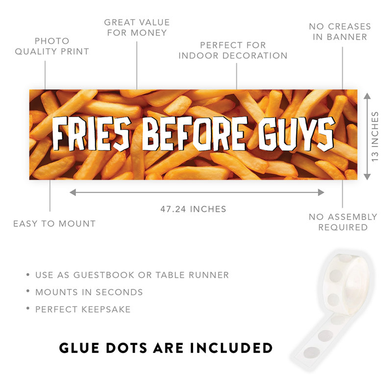 Galentines Day Decorations Banner, Fries Before Guys | Funny & Sarcastic Anti-Valentine's Day Decor