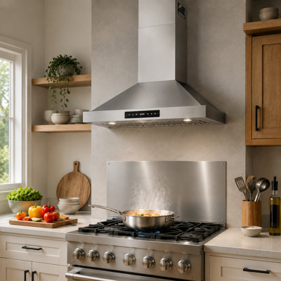 VENFAN 36" Wall Mount Stainless Steel Range Hood, 1200 CFM Kitchen Vent Hood with Touch & Gesture Controls, LED Lights, Carbon Filters & Quiet Operation
