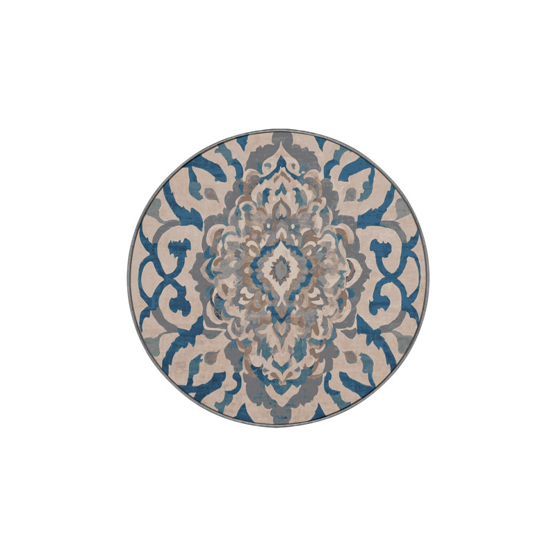 Machine Washable Gray Area Rug, Round 7'