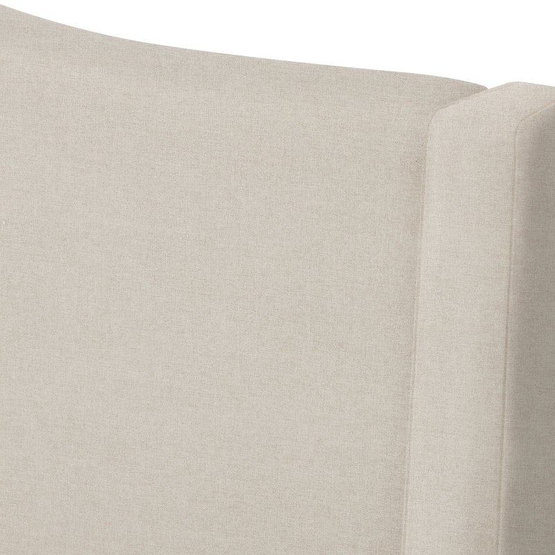 Lit plateforme tapissier à oreilles avec tête de lit incurvée Ana, Lit double, Cream Linen
