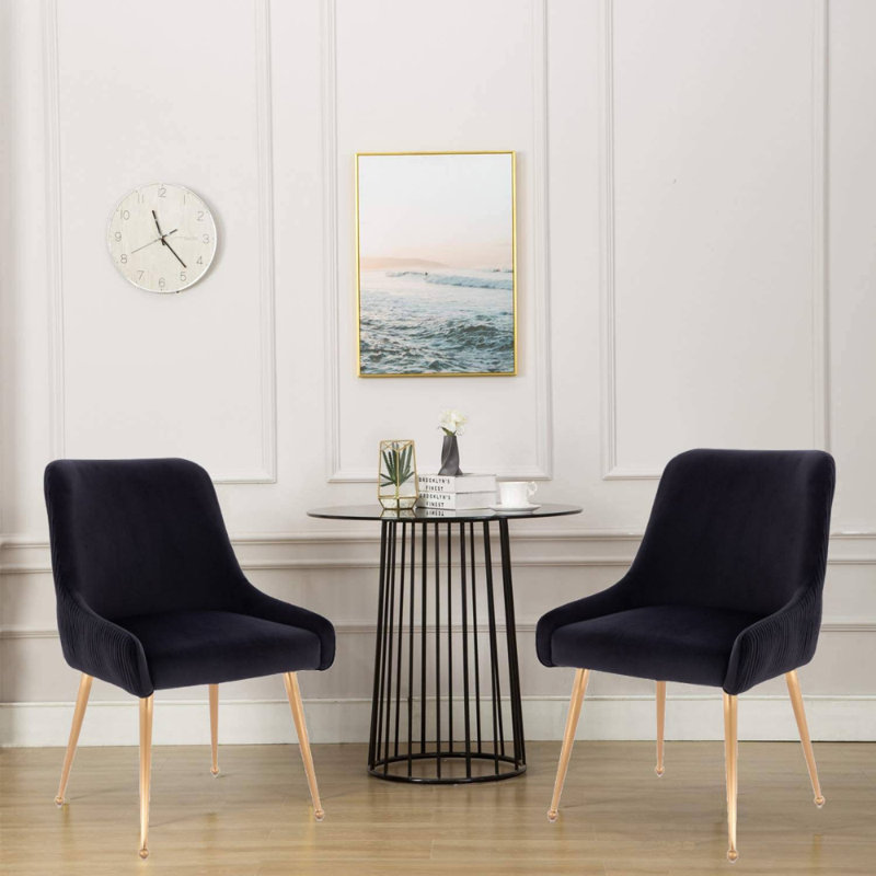 19'' H Velvet Upholstered Armchair, Black, 1