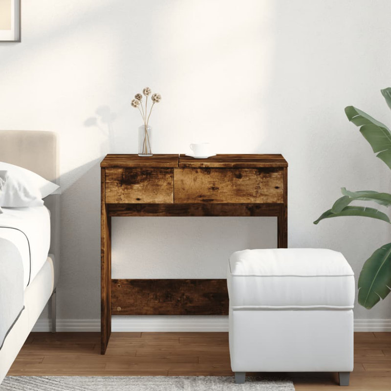 Coiffeuse en bois d'ingénierie, verre, Blanc
