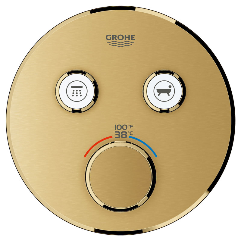 GROHE Grohtherm SmartControl Dual-Function Shower Thermostatic Valve Trim, Brushed Cool Sunrise