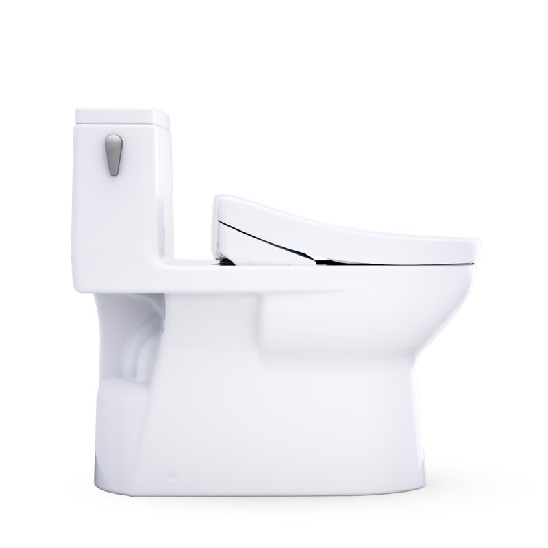 TOTO Redington WASHLET+ S5 One-Piece Elongated 1.28 GPF Universal Height Toilet with CEFIONTECT, Cotton White - MW6723446CEFG#01