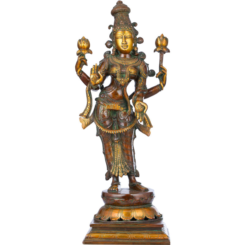 Statue Devi Lakshmi, Brun / doré