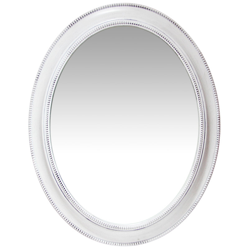 Victorian Oval Plastic Wall Mirror 30 Inches, White