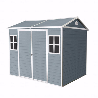 8 X 6 Ft Resin Outdoor Storage Shed Waterproof Shed With Floor & Two Windows & Lockable Door, Tool Shed