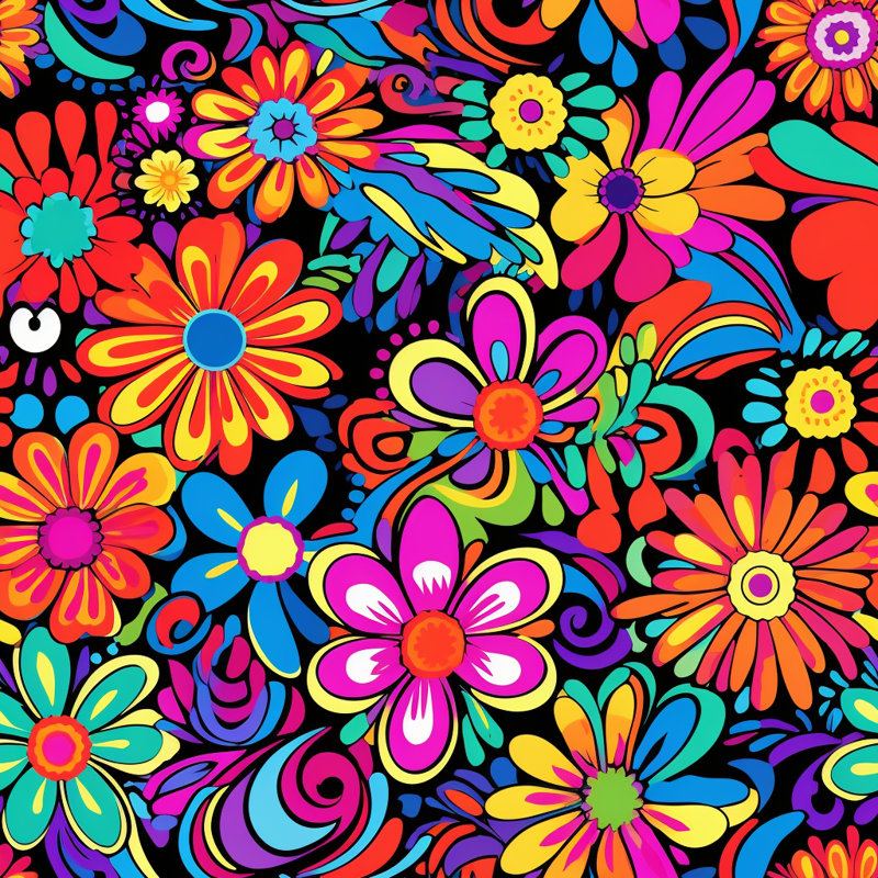Rideaux de fenêtre hippie à motif floral - 2 panneaux, L 40 po x L 84 po