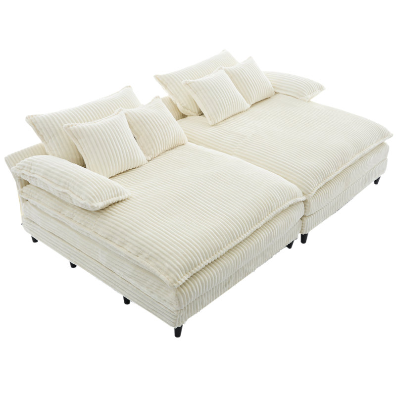 109" W Oversized Double Lounge Chaise, Beige