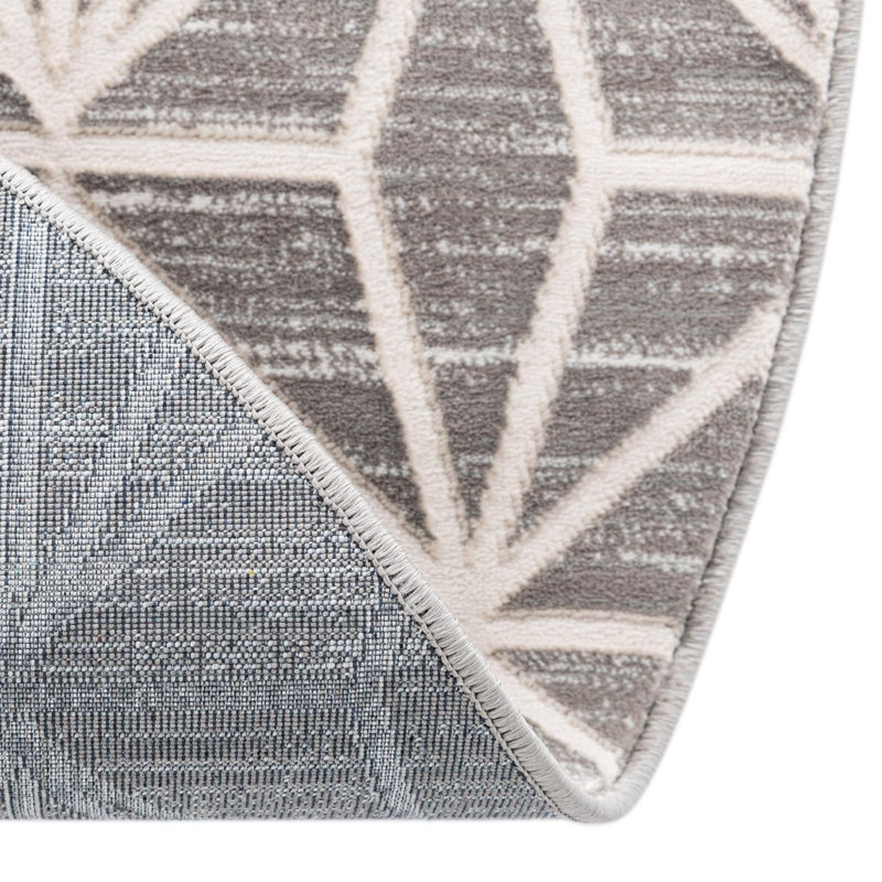 Tapis contemporain de couleur gris ivoire Delinah, Tapis de couloir 2 pi 7 po x 8 pi