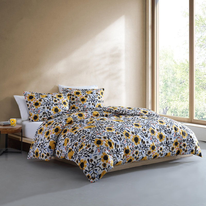 Ensemble d'édredon réversible en coton Marimekko Mykero, Édredon pour grand lit + 2 taies décoratives