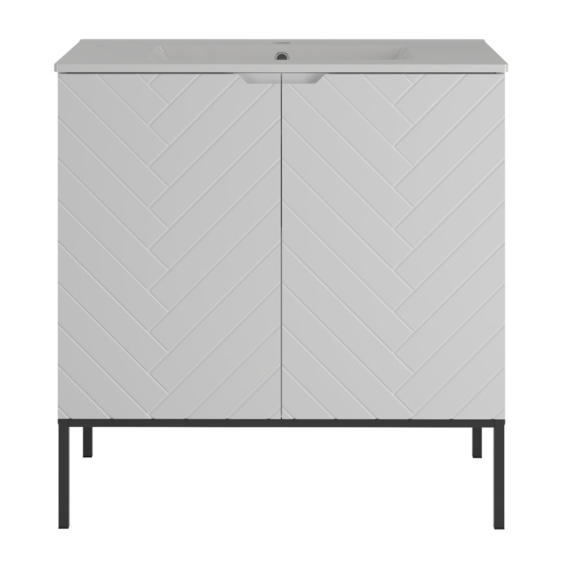 Braydi 81mm Bathroom Vanity with Basin, White/Black