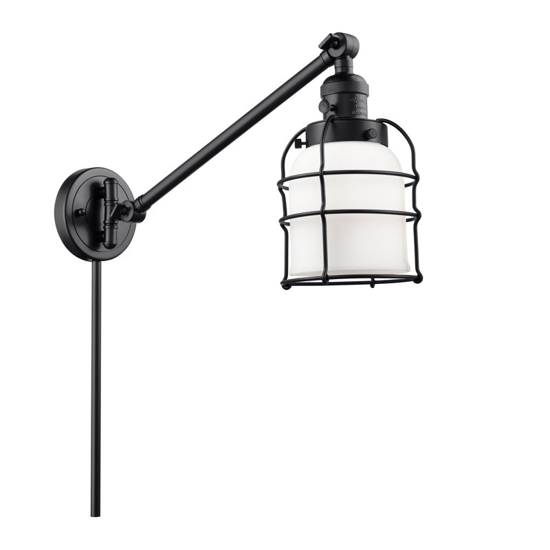 Koa Plug-in Swing Arm Sconce, Matte Black, Incandescent, Matte White