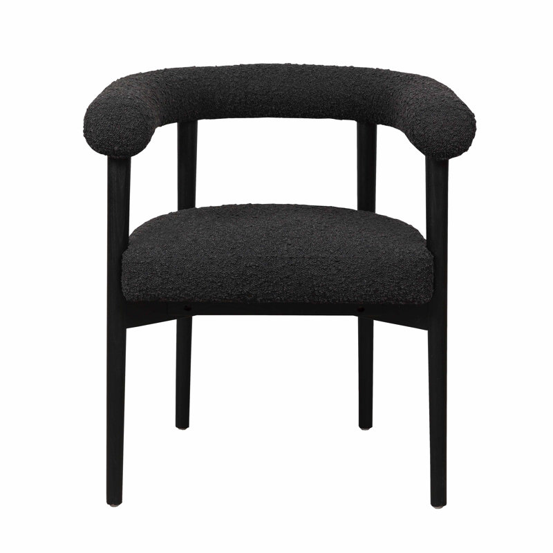 48.3cm H Boucle Upholstered Armchair, Black, Black